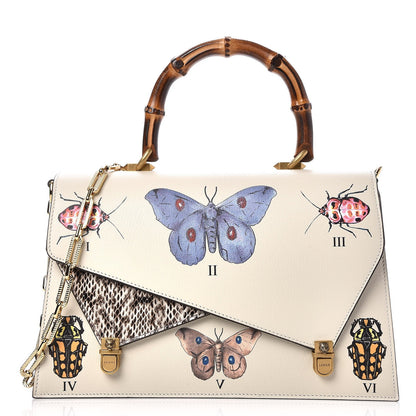 Gucci Calfskin Snakeskin Studded Medium Ottilia Top Handle Bag White 1 of 10