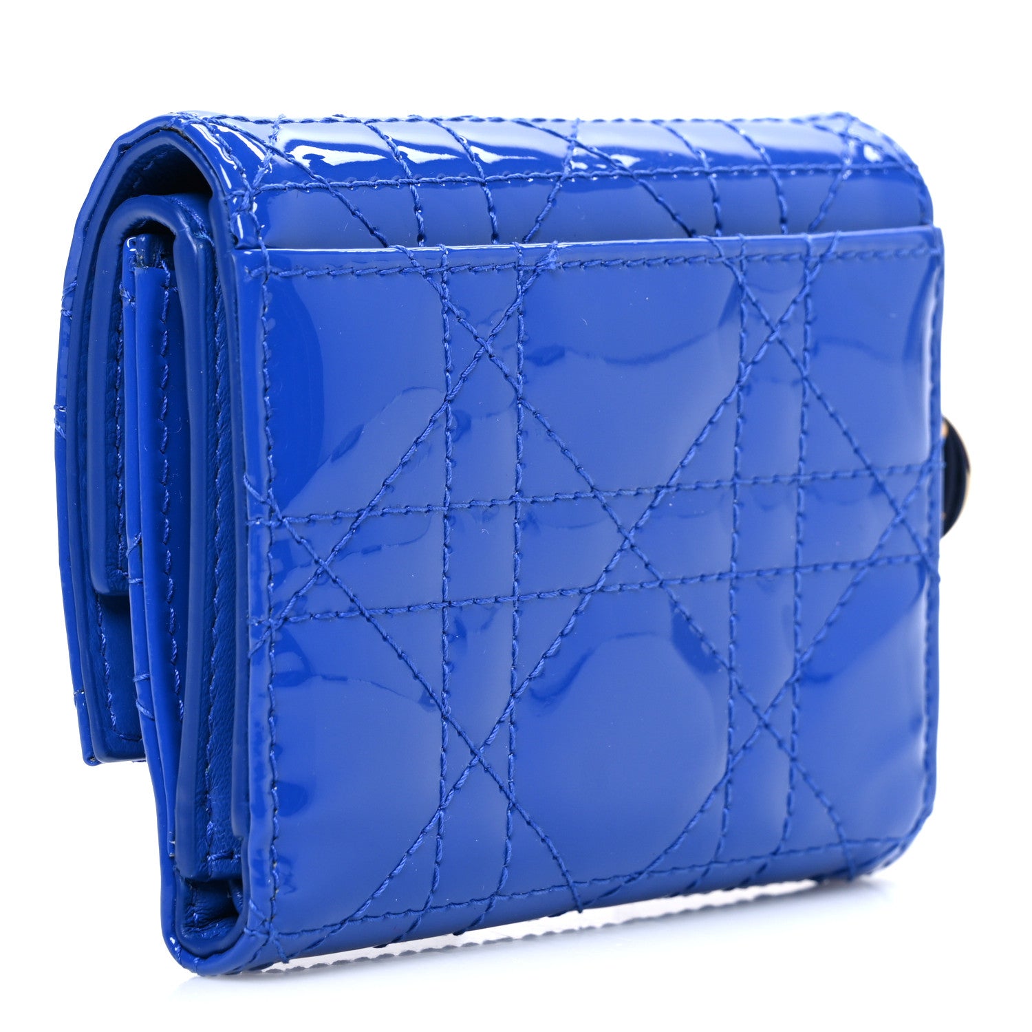 Christian Dior Patent Cannage Lady Dior Lotus Wallet Blue 3 of 7
