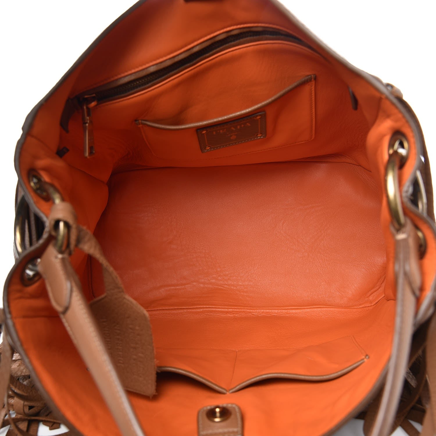 Prada Cervo Deerskin Fringe Hobo Cammello 5 of 9