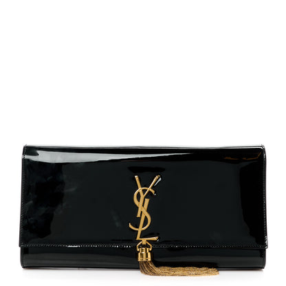 Saint Laurent Patent Cassandre Tassel Clutch Black 1 of 12