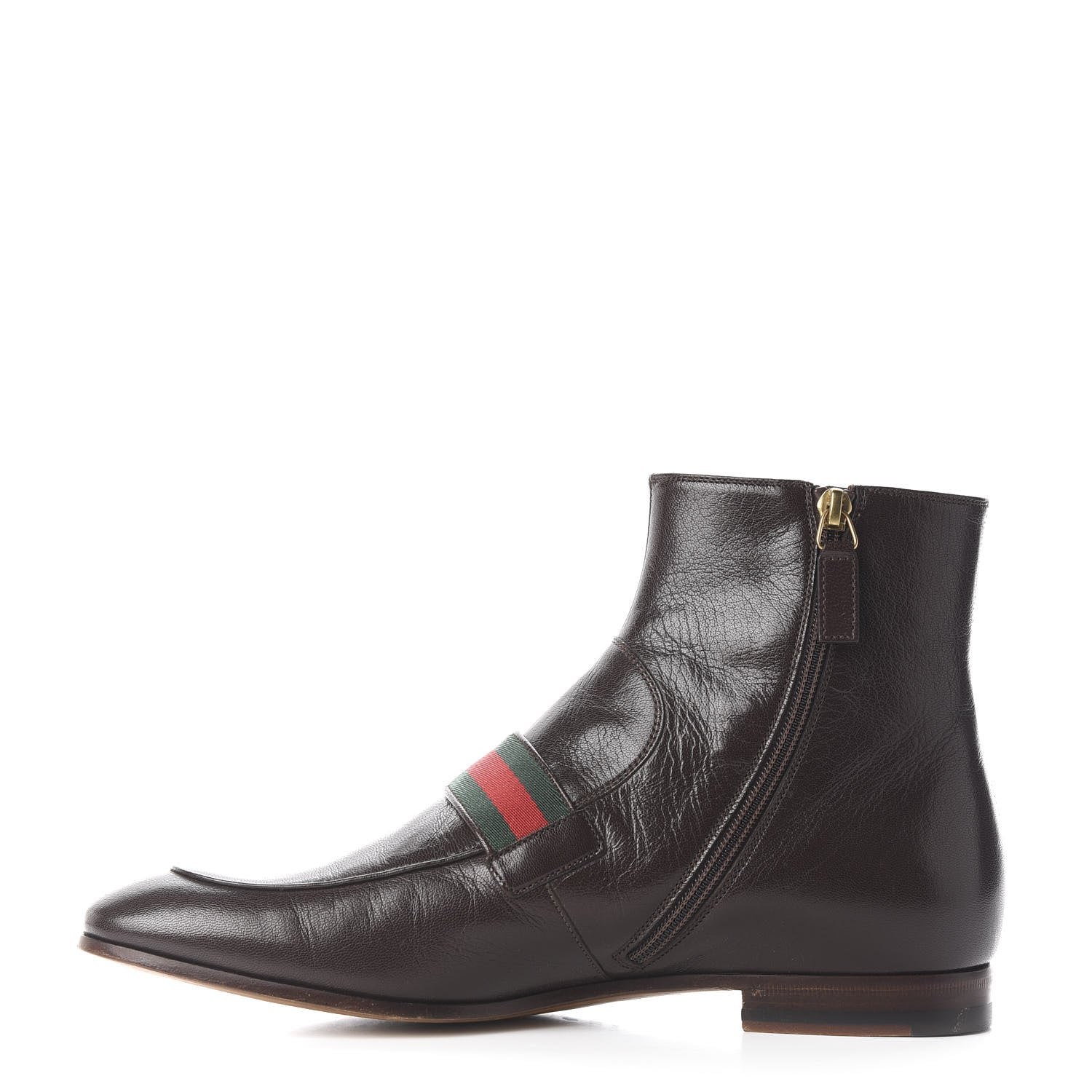 Gucci Goatskin Web Mens GG Ankle Boots 8 Cocoa 1 of 11
