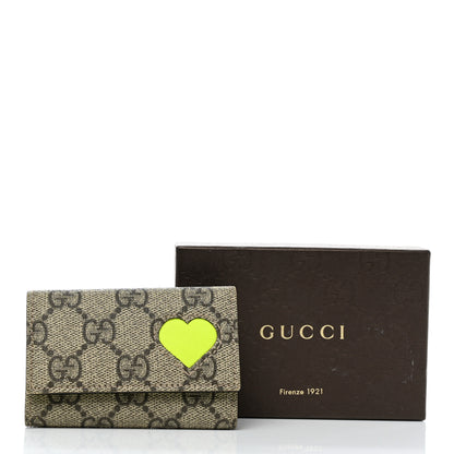 Gucci GG Supreme Monogram Heart 6 Key Holder Case Yellow Fluo 10 of 10