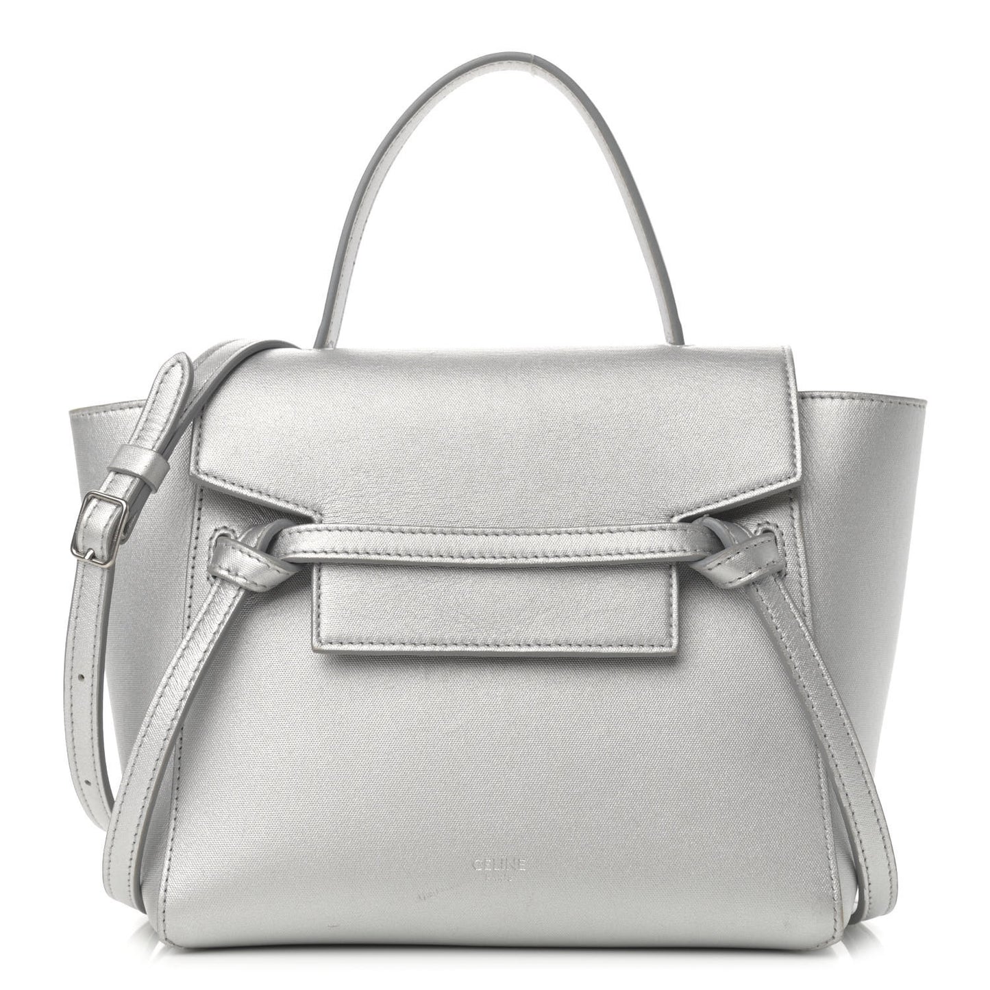 Laminated Calfskin Nano Belt Bag Silver