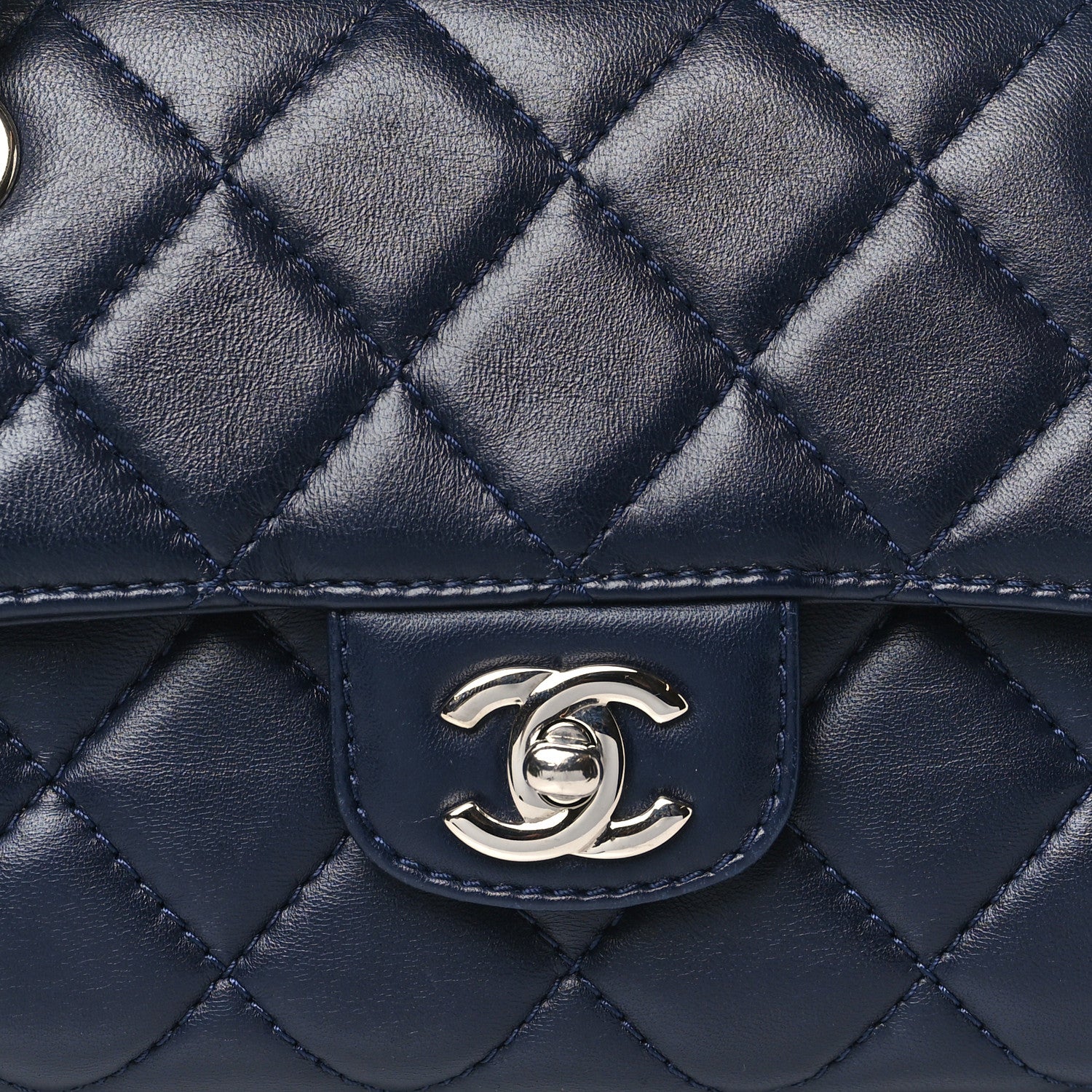 Chanel Calfskin Quilted Kisslock Frame Chain Bag Navy 8 of 10