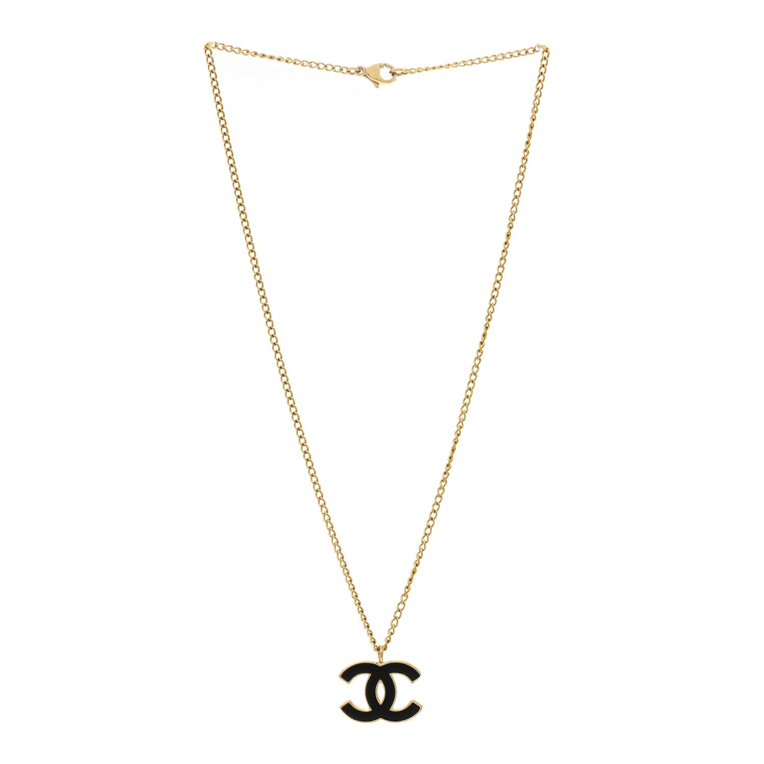 Chanel Metal Enamel CC Chain Necklace Gold Black 3 of 7
