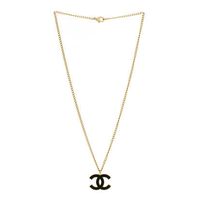 Chanel Metal Enamel CC Chain Necklace Gold Black 3 of 7