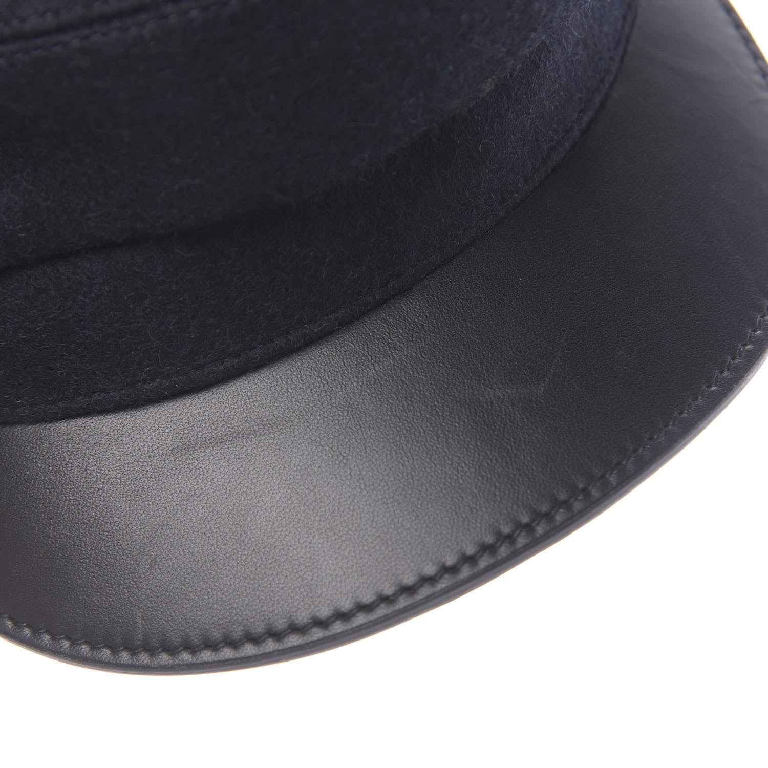 Hermes Glossy Lambskin Wool Womens Vauban Cap 57 Marine Black 8 of 8