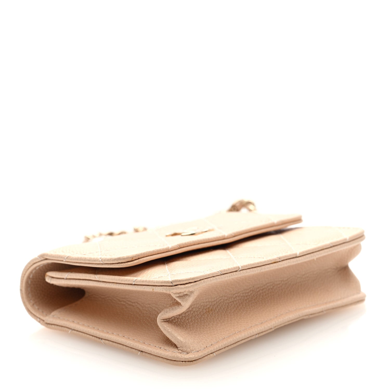 Chanel Iridescent Caviar Quilted Pearl Card Holder On Chain Beige 4 of 10