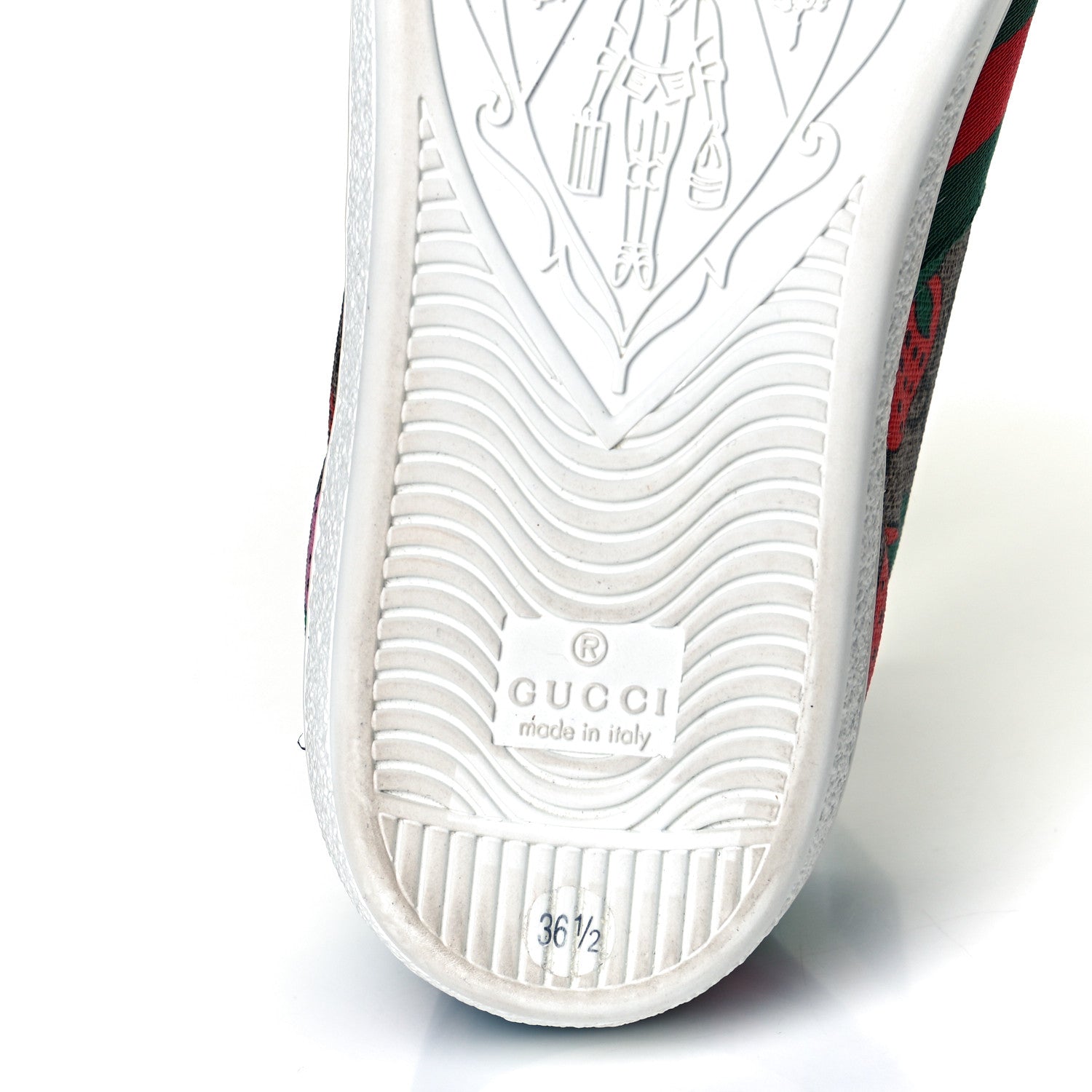 Gucci GG Supreme Monogram Strawberry Web Womens Ace Sneakers 36.5 Beige Multicolor Red Green 6 of 9