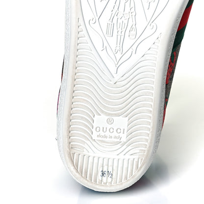 Gucci GG Supreme Monogram Strawberry Web Womens Ace Sneakers 36.5 Beige Multicolor Red Green 6 of 9