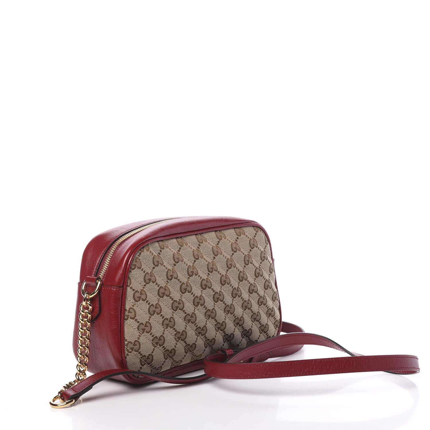 Gucci Monogram Azalea Calfskin Matelasse Diagonal Small GG Marmont Chain Shoulder Bag Beige Ebony New Cherry Red 3 of 10