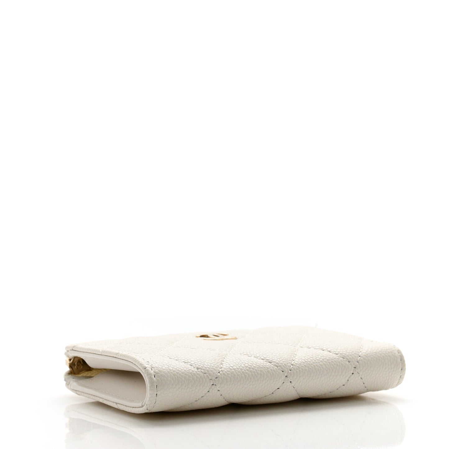 Caviar Quilted Zipped Key Holder Case White