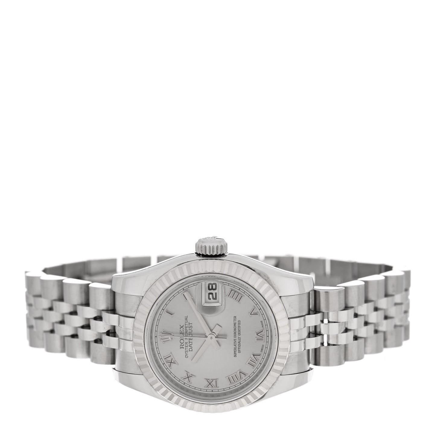 Stainless Steel 18K White Gold 26mm Oyster Perpetual Datejust Watch Silver Roman 179174