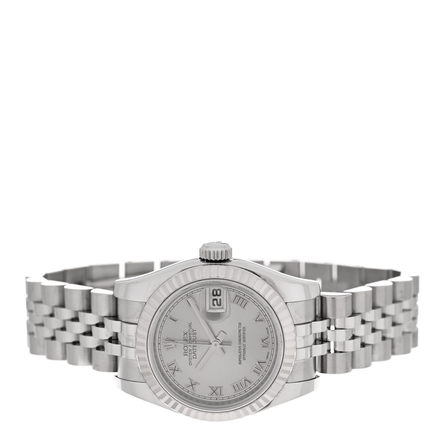 Rolex Stainless Steel 18K White Gold 26mm Oyster Perpetual Datejust Watch Silver Roman 179174 2 of 5
