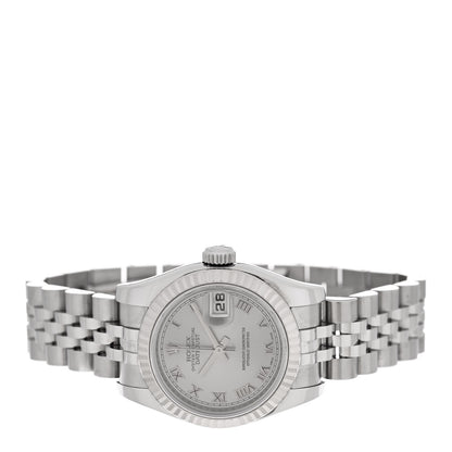 Rolex Stainless Steel 18K White Gold 26mm Oyster Perpetual Datejust Watch Silver Roman 179174 2 of 5