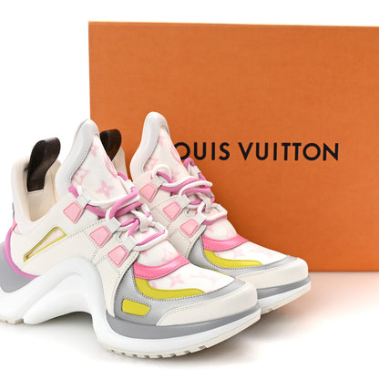Louis Vuitton Calfskin Technical Nylon LV Archlight Sneakers 39 White Pink Yellow 10 of 10
