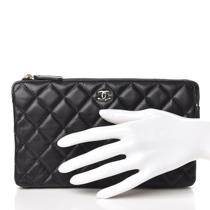 Chanel Lambskin Quilted Large Zipped Clutch Black 2 of 9