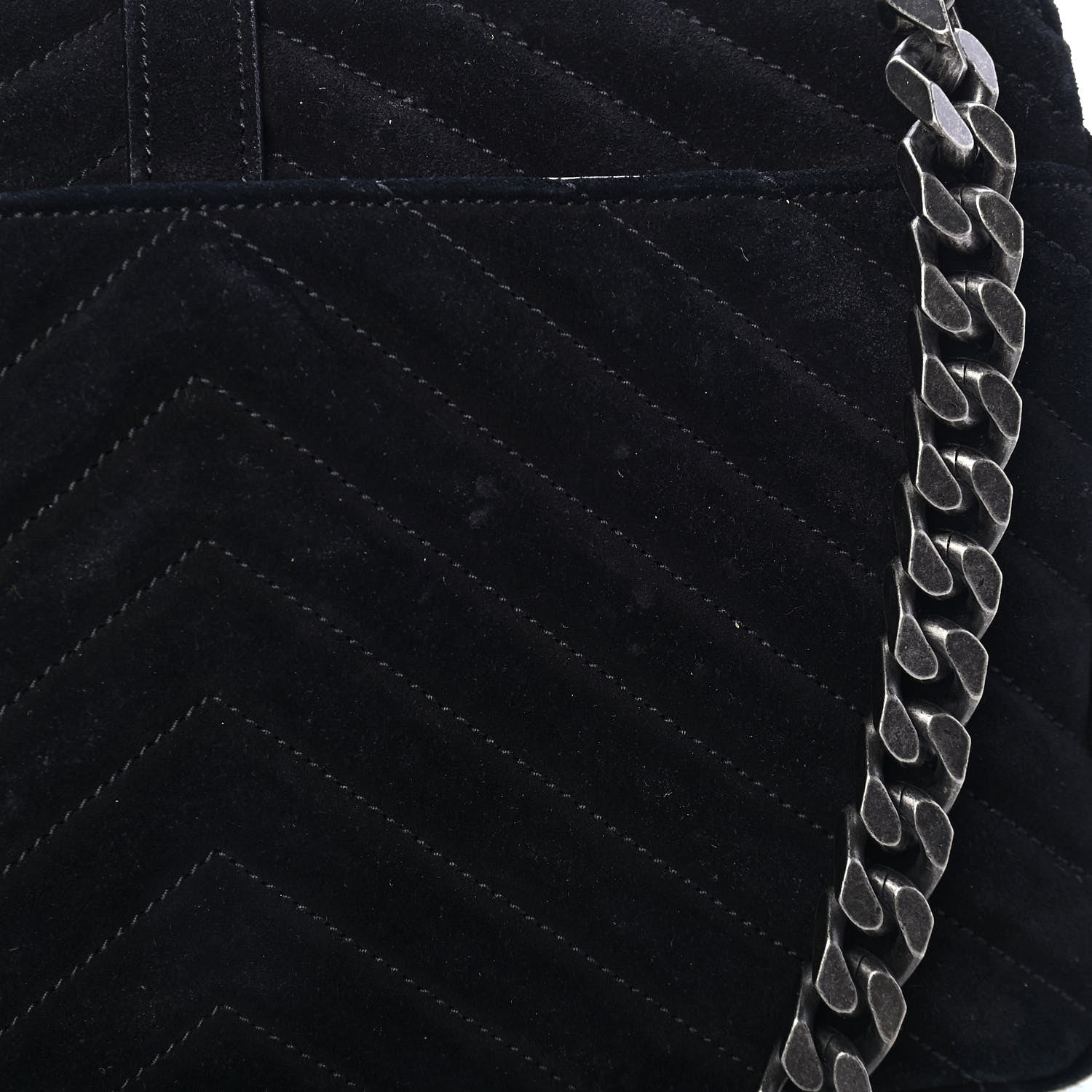 Saint Laurent Suede Matelasse Chevron Fringe Monogram Medium College Bag Black 11 of 13
