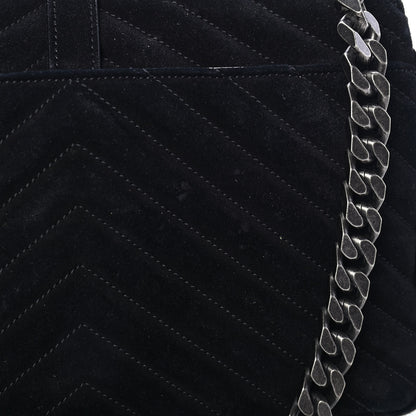 Saint Laurent Suede Matelasse Chevron Fringe Monogram Medium College Bag Black 11 of 13