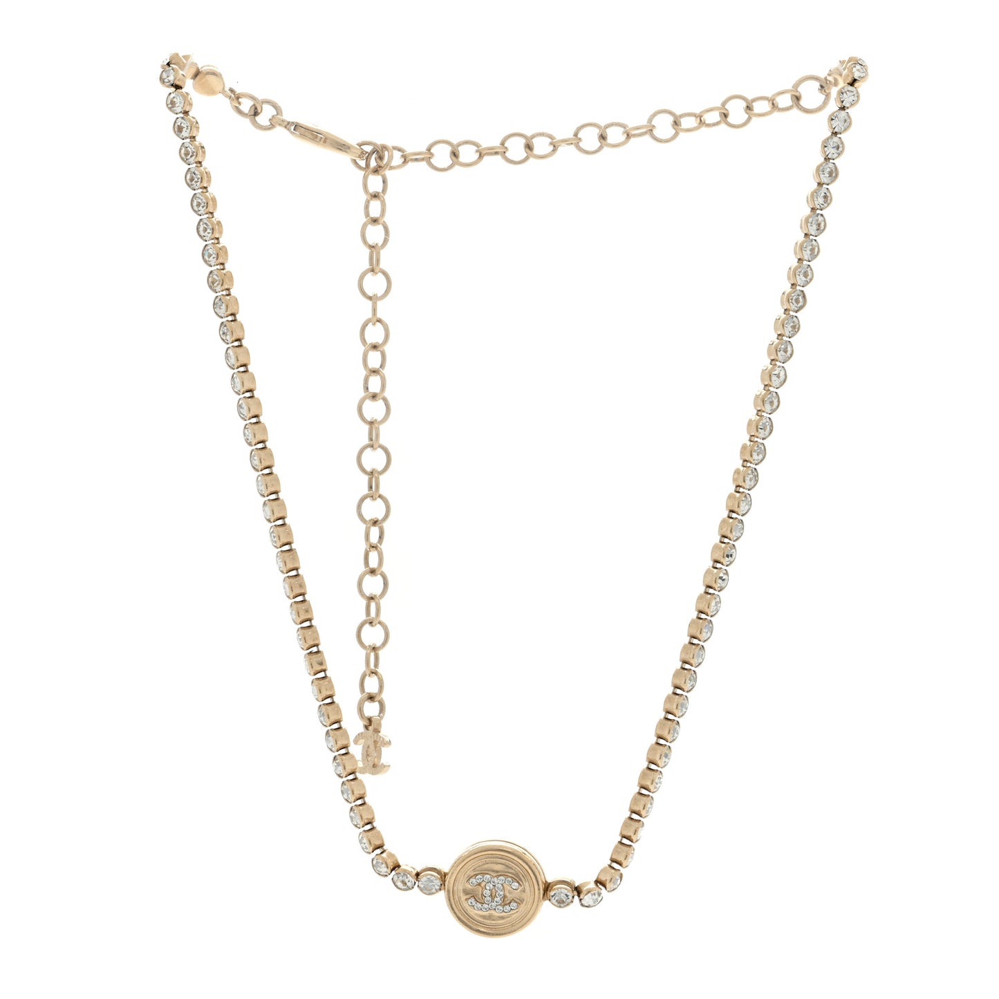Crystal Pearl CC Choker Necklace Gold