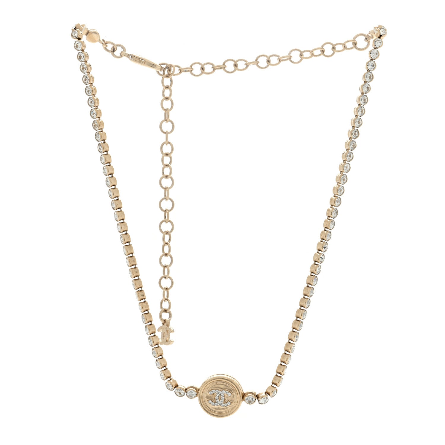 Chanel Crystal Pearl CC Choker Necklace Gold 3 of 5