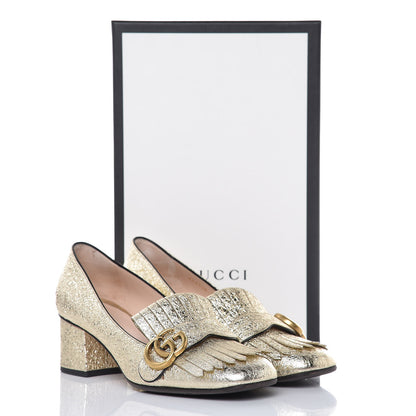 Gucci Galassia GG Marmont Fringe 50mm Loafer Pumps 38.5 Platino 15 of 15