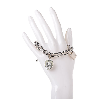 Louis Vuitton 18K White Gold Safran Be Well Lion Padlock Keys Charm Bracelet 3 of 10