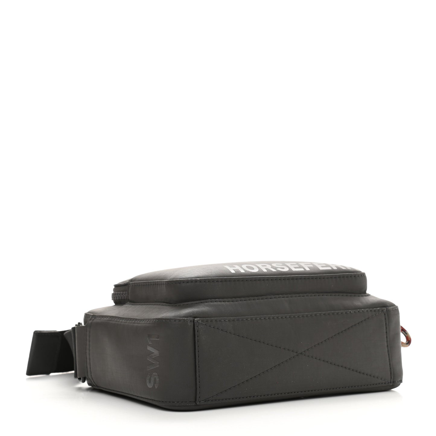 Cotton Canvas Horseferry Print Crossbody Bag Black