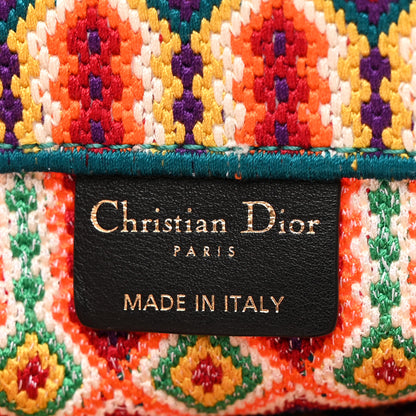 Christian Dior Canvas Embroidered Large Book Tote Orange Multicolor 6 of 11