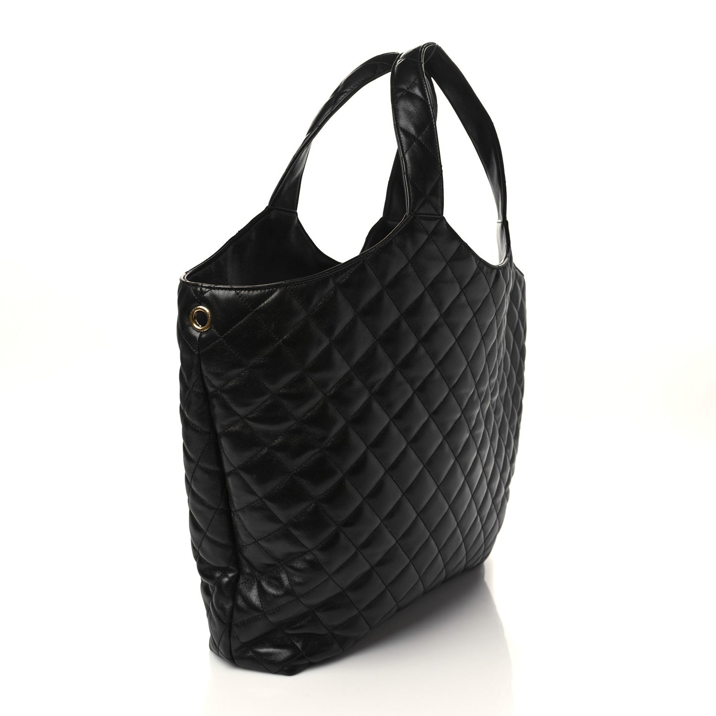 Lambskin Quilted Maxi Icare Shopping Tote Black