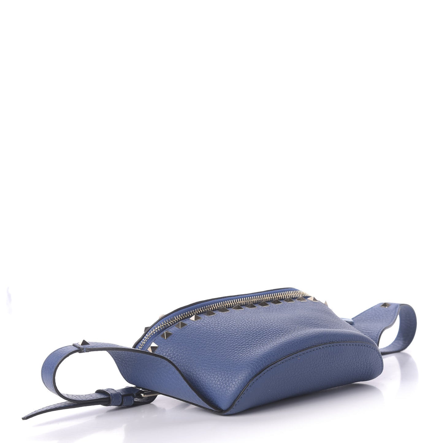 Grained Calfskin Rockstud Belt Bag Blu Delft