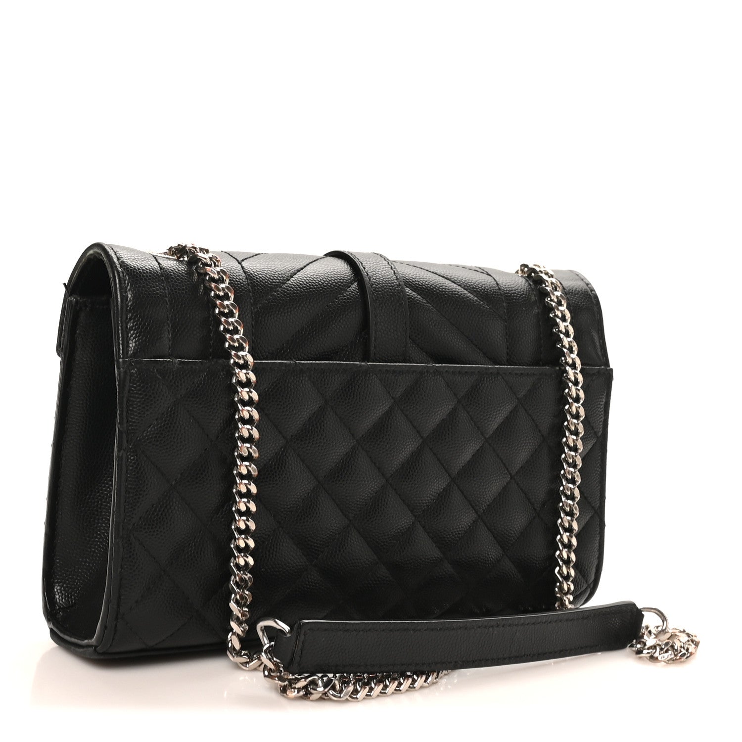 Saint Laurent Grain De Poudre Textured Mixed Matelasse Triquilt Small Monogram Satchel Black 3 of 11