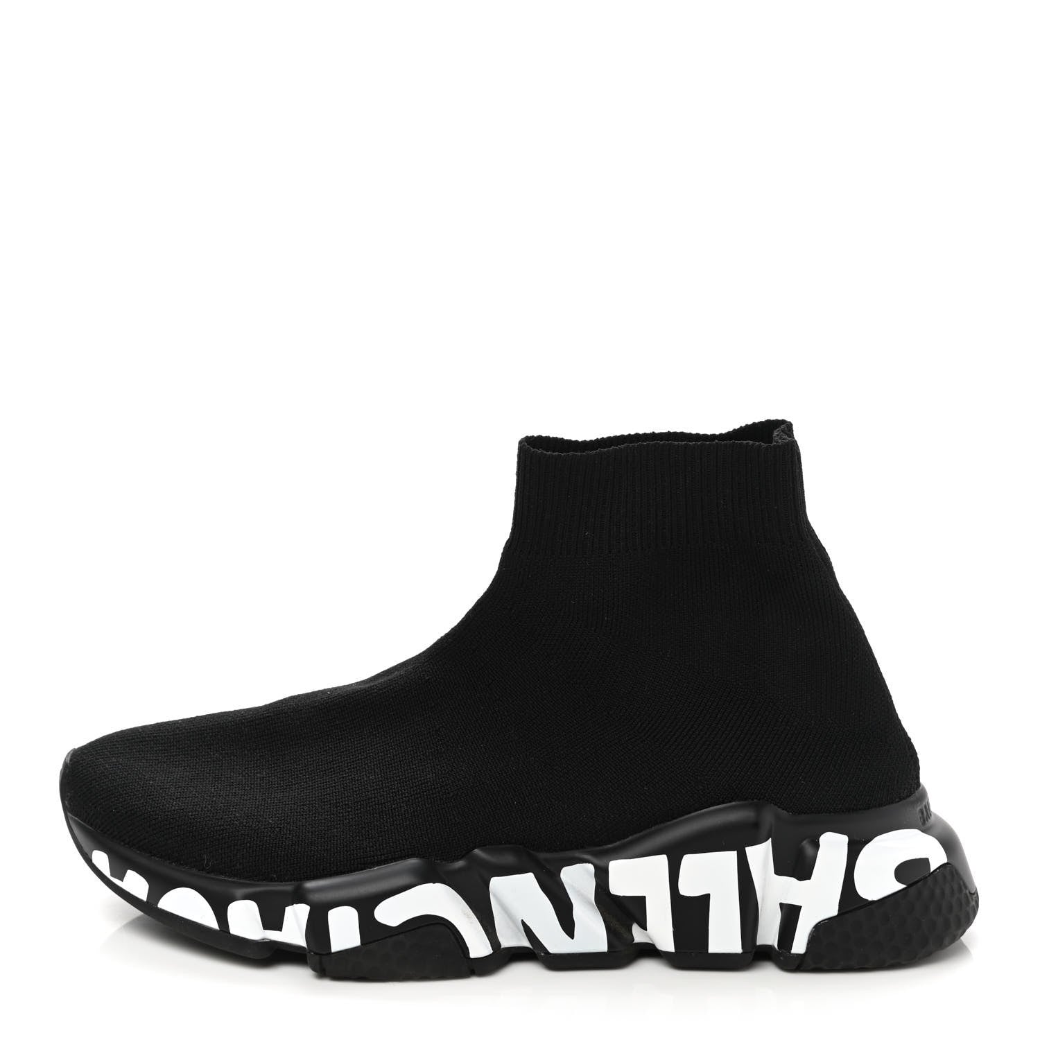 Balenciaga Neoprene Knit Womens Speed Graffiti Sneakers 36 Black White 1 of 8