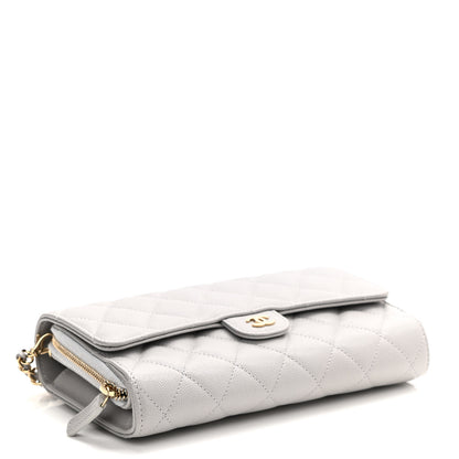 Chanel Caviar Quilted Phone Holder Wallet on Removable Chain Grey 4 of 11