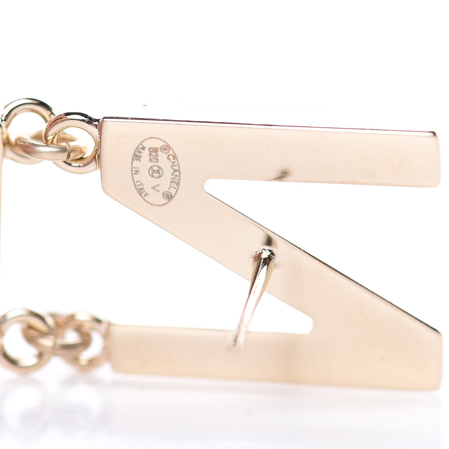 Chanel Metal Cha-Nel Logo Drop Earrings Gold 3 of 5