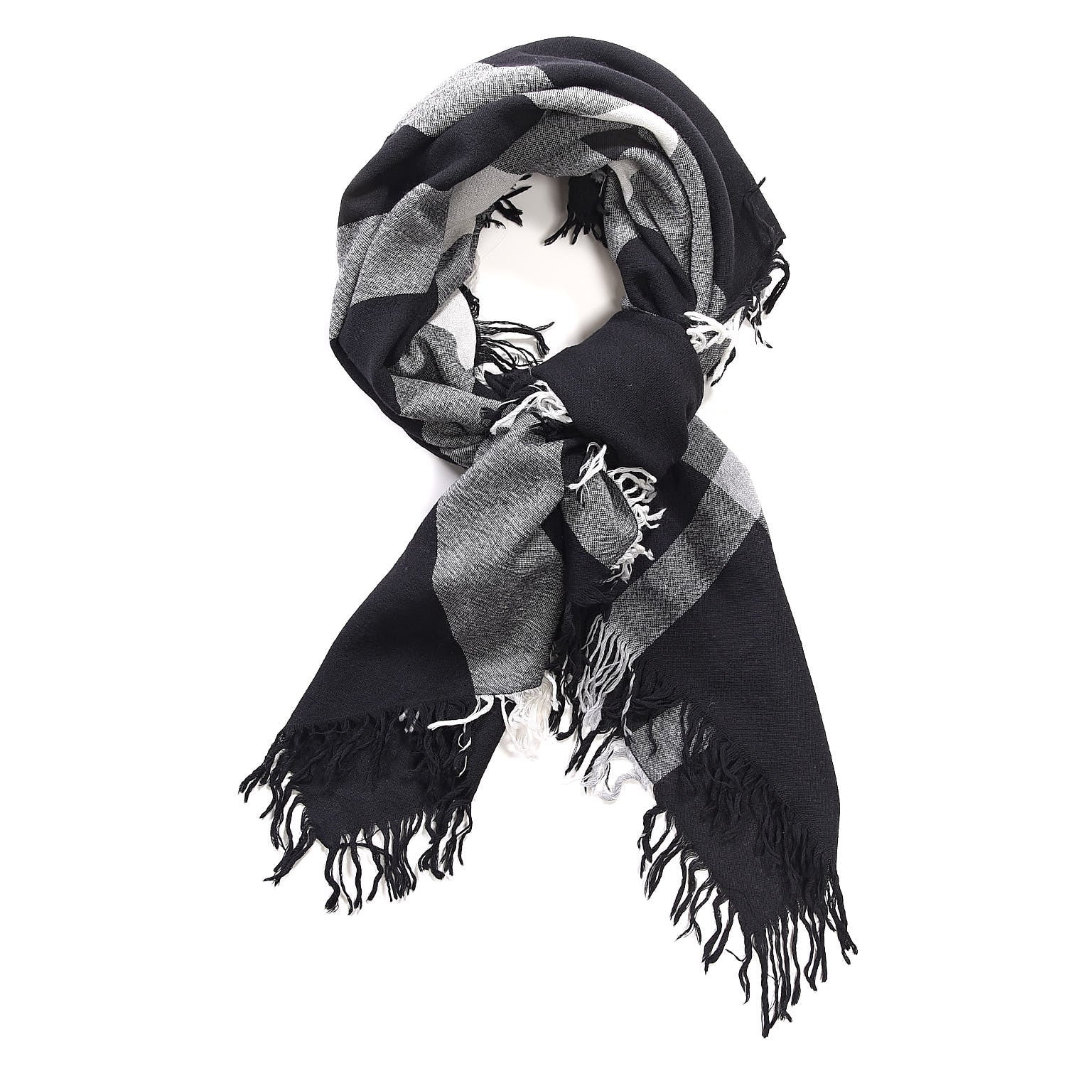 Burberry Merino Wool House Check Square Scarf Black 1 of 6