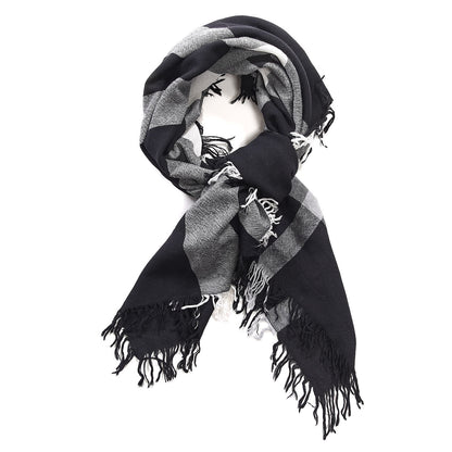 Burberry Merino Wool House Check Square Scarf Black 1 of 6