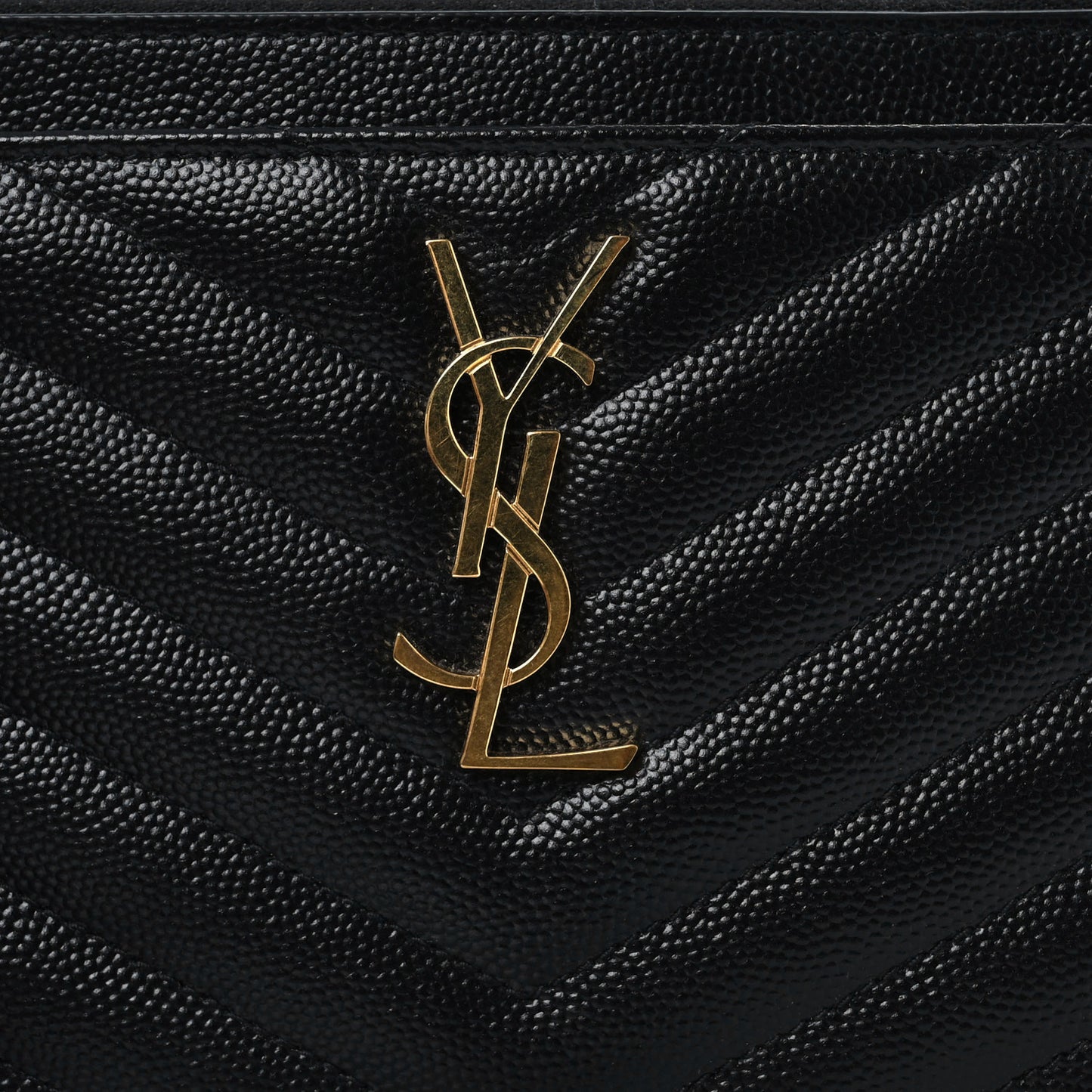 Grain De Poudre Chevron Monogram Large Bill Pouch Black
