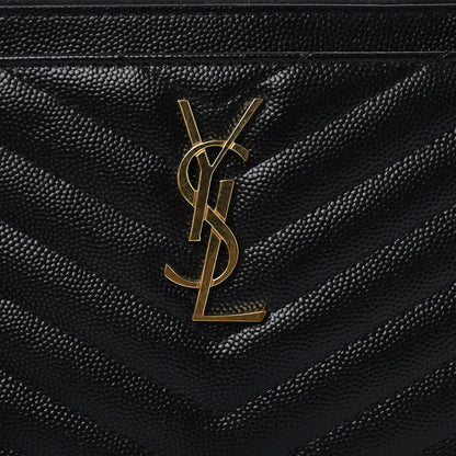 Saint Laurent Grain De Poudre Chevron Monogram Large Bill Pouch Black 8 of 10