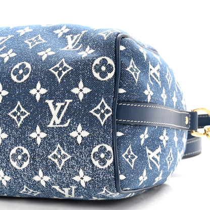Louis Vuitton Monogram Jacquard Denim Speedy Bandouliere 25 Bleu 9 of 9