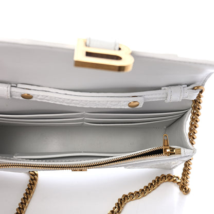 Balenciaga Shiny Calfskin Crocodile Embossed Hourglass Chain Bag White 5 of 10