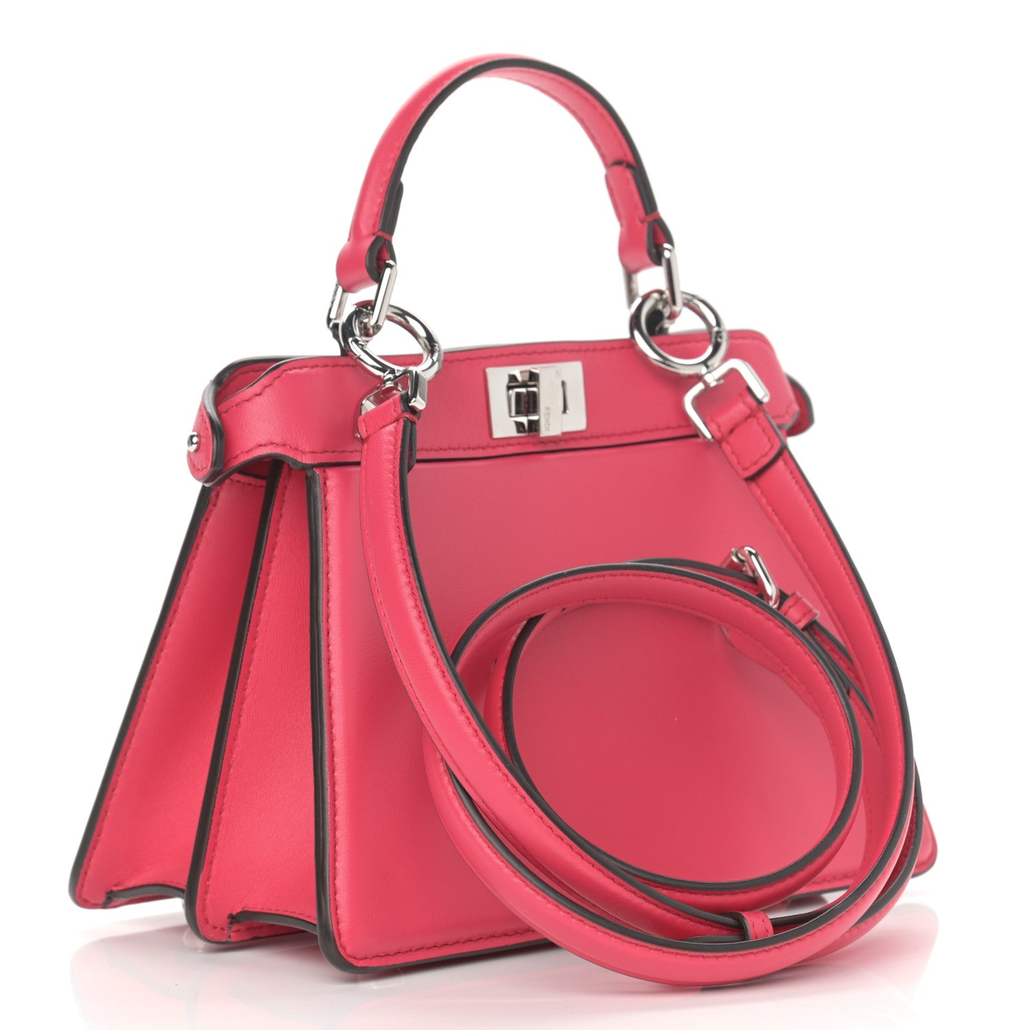 Fendi Shiny Nappa Petite Peekaboo I SEE U Satchel Lampone 3 of 14