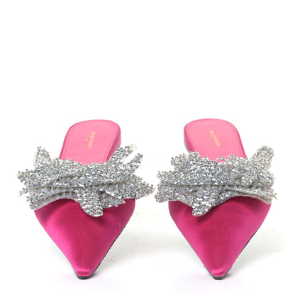 Balenciaga Satin Sequin Embellished Slash Slippers 37 Fuchsia 2 of 7