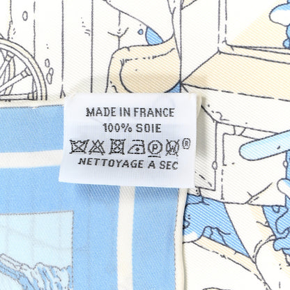Hermes Vintage Silk Ex Libris Atlantis Scarf 70 Bleu Ciel Rose Jaune 4 of 4