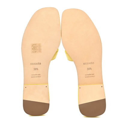 Hermes Epsom Oran Sandals 38.5 Jaune Pollen 5 of 9