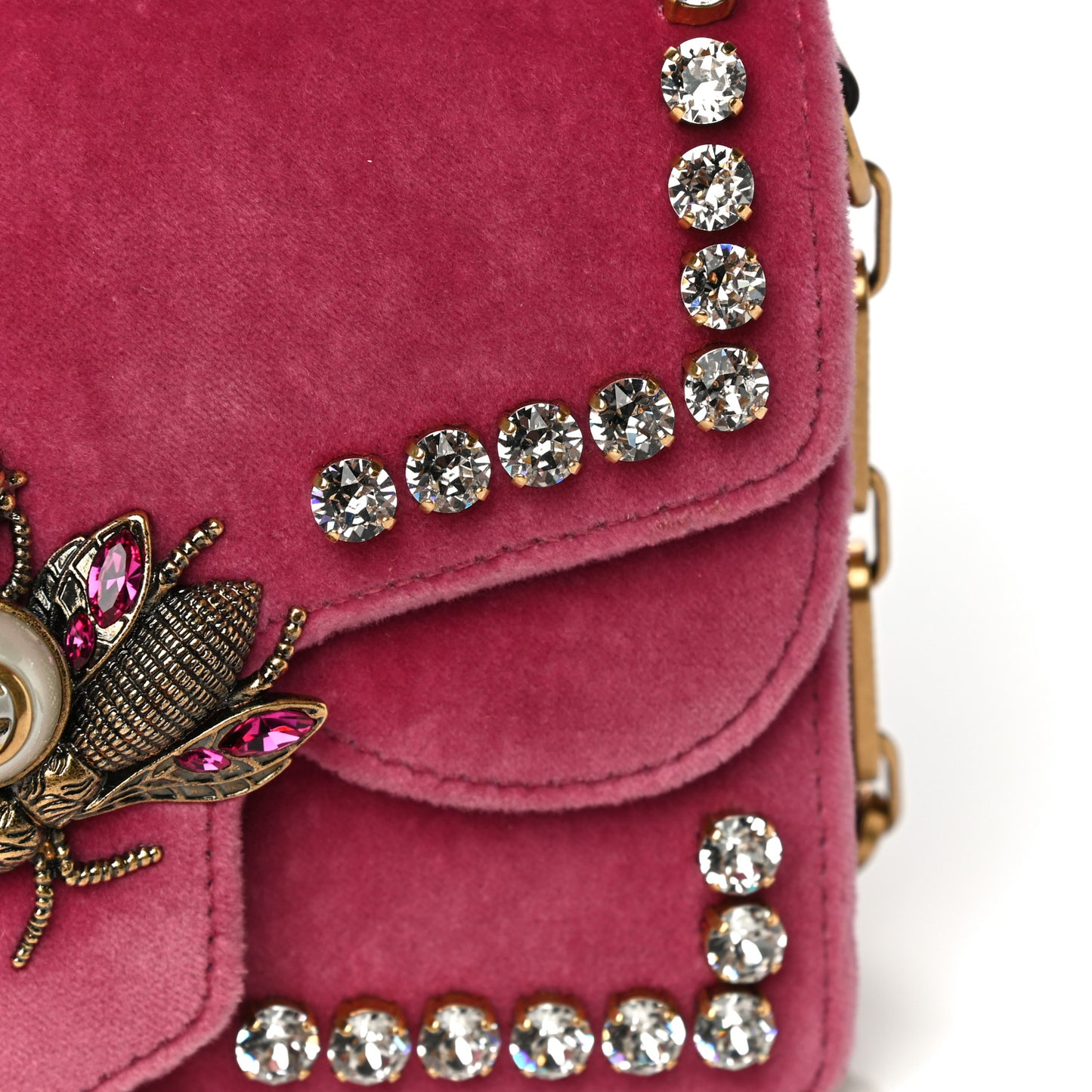 Velvet Crystal Mini Bee Broadway Shoulder Bag Light Raspberry Rose