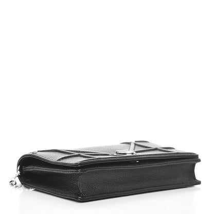 Christian Dior Grained Calfskin Diorama Wallet on Chain Pouch Black 4 of 12