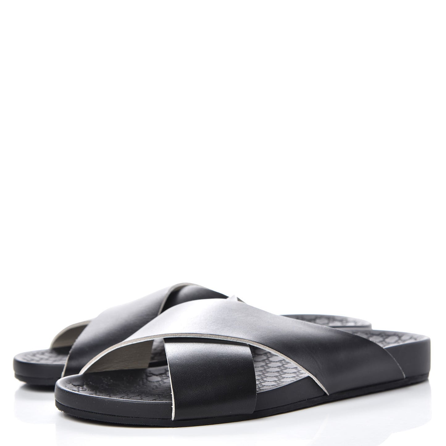 Calfskin Guccissima Mens Zen Slide Sandals 6.5 Black
