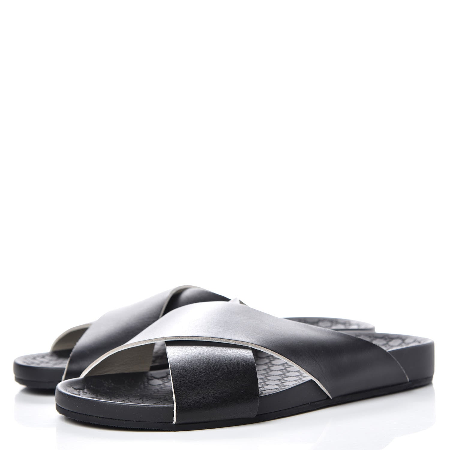Gucci Calfskin Guccissima Mens Zen Slide Sandals 6.5 Black 3 of 9