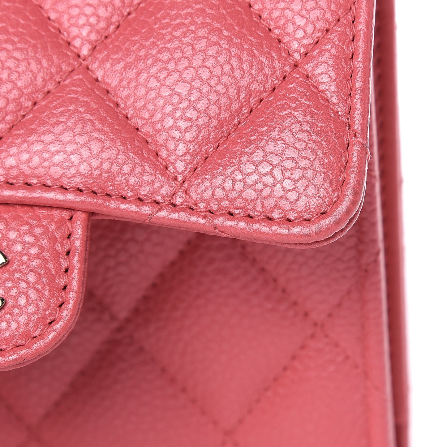 Caviar Quilted Compact Flap Wallet Pink